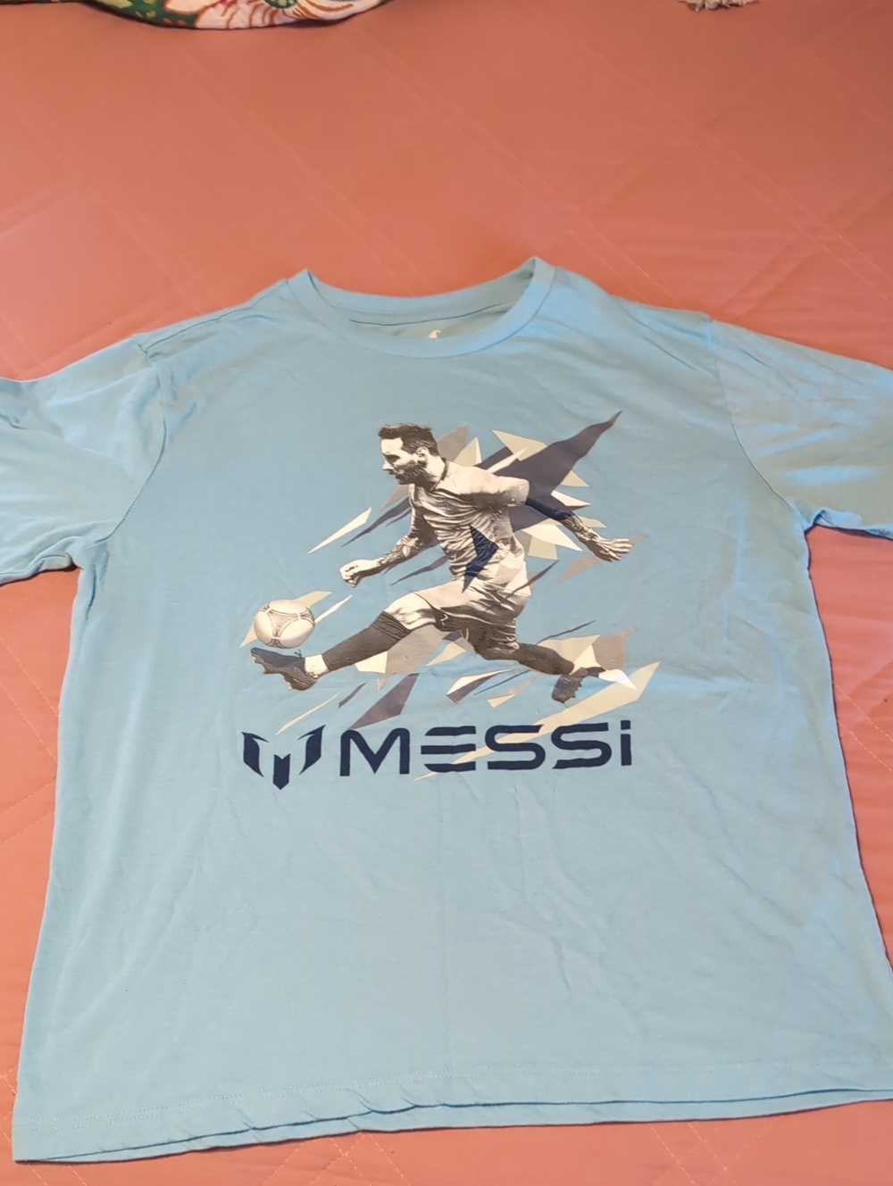 Official  Light Blue Messi Graphic Short Sleeve Tee